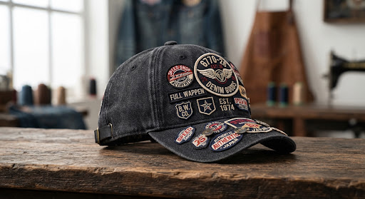 6770-26 Black FULL Wappen Denim Cap